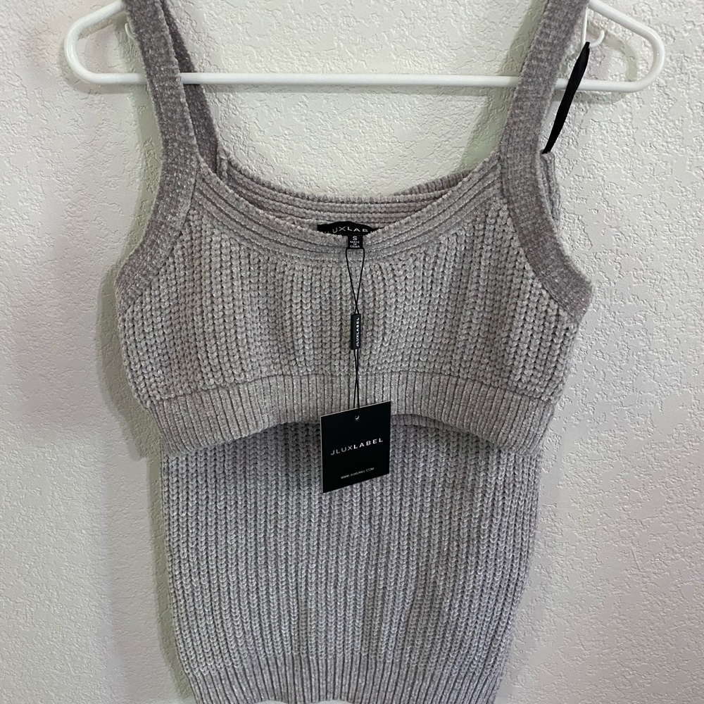 Grey Reza Ribbed Sweater Set